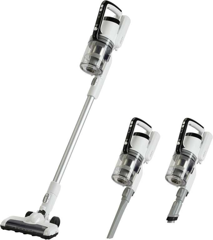 Amazon Basics 2 in 1 Cordless Vacuum Cleaner with DC Motor 150W 0.7L, White and Black