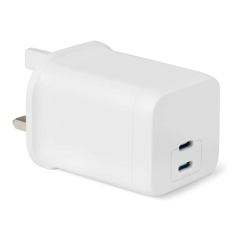 Amazon Basics 65W USB-C Nano GaN Wall Charger, PPS, SFC3 | White