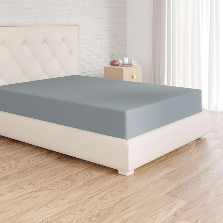 Amazon Basics Bedding Soft Microfibre Fitted Sheet with 12 inch (30 cm) Deep Pocket, 160 x 200 cm, Spa Blue