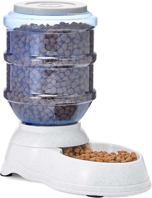 Amazon Basics Dog and Cat Food Feeder, Small, Grey