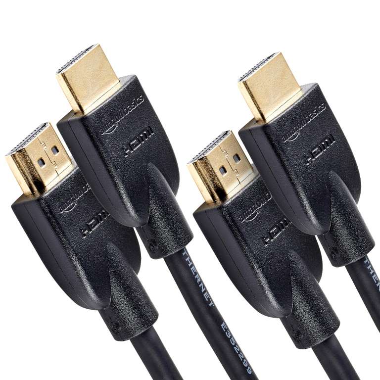 Amazon Basics HDMI Cable, 2-Pack, 6ft, 4K@60Hz, High-Speed 4K HDMI 2.0 Cord (18Gbps), 2160p, 48bit, Compatible With TV/PS5/Xbox/Roku - Black