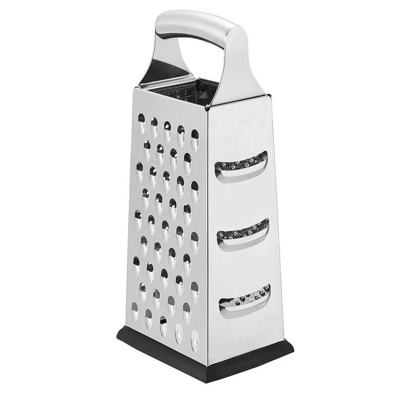 Amazon Basics Stainless Steel Heav-Duty Hexagonal Cheese Grater, 6-Sided Box Grater with Non-Slip Base, 22.9 cm