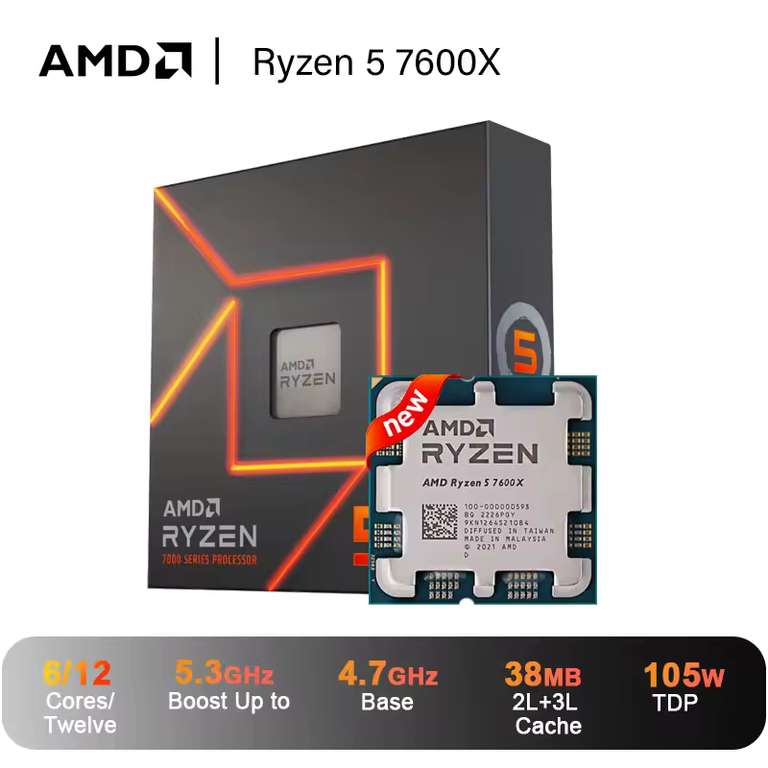AMD Ryzen 5 7600X R5 7600X 4.7 GHz 6-Core 12-Thread CPU (with code) SZCPU Store