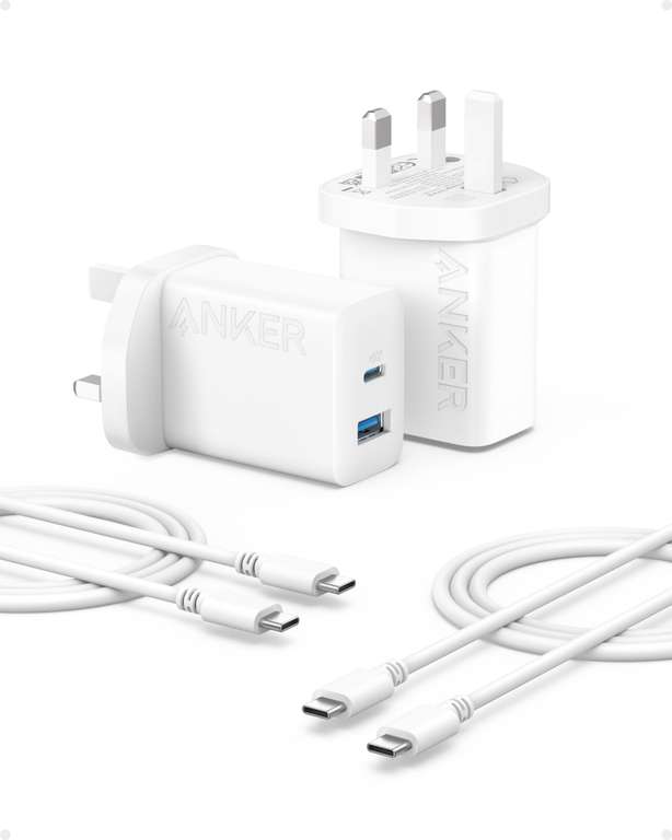 Anker 20W Dual Port USB C Plug, 2-Pack Fast Charger Plug - Sold by AnkerDirect UK / FBA