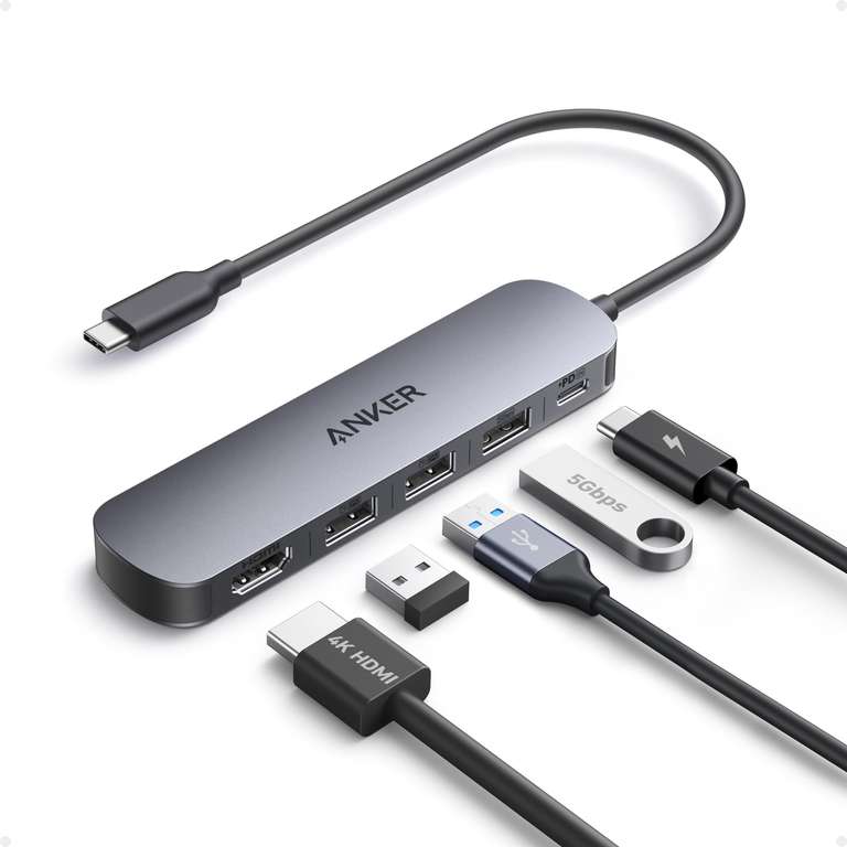 Anker USB C Hub, 5-in-1 USB Hub for Laptops, 4K HDMI Multiport Adapter. Sold by AnkerDirect UK FBA