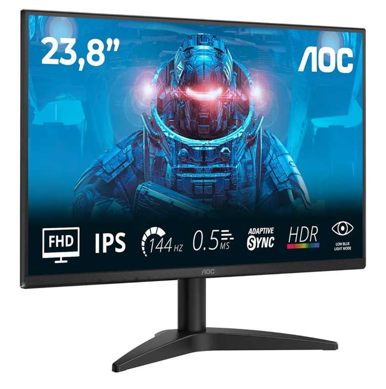 AOC 24B36X 24 inch FHD Gaming Monitor 144Hz, IPS Panel, 4ms GtG, HDR10, (1920x1080 HDMI 1x 1.4) Black