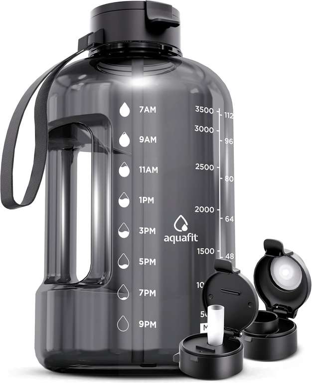 AQUAFIT 4 Litre Water Bottle with Straw - Water Bottle 4L with Time Marker sold by T-EXP FBA