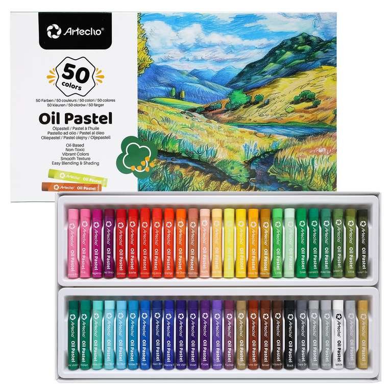 Artecho Oil Pastels Set of 50 Colors (8 x 60 mm), Soft Oil Pastels for Art Painting sold by ARTECHO store FBA