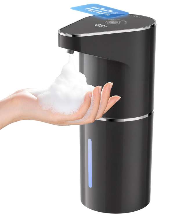 Automatic Soap Dispenser – 6-Level Adjustable Volume, Self-Cleaning Mode, Rechargeable 350ml, Black / White - Sold by BZGG / FBA