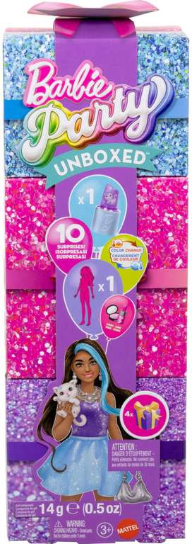 Barbie Party Unboxed Doll & Accessories, Glam Party Series with 10 Surprises
