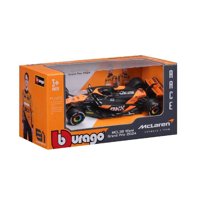 Bburago F1 Formula 1 Mclaren MCL38 (2024) With Helmet- Piastri - 1:43 Scale
