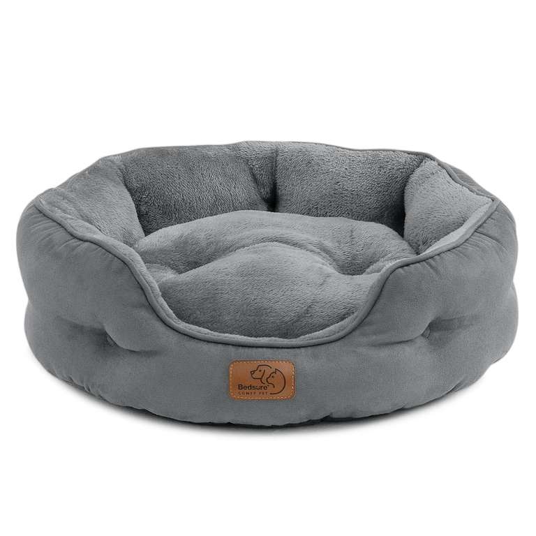 Bedsure Cat Bed for Indoor Cats - 51x48x15cm Round Washable Kitten Bed, Grey - Sold by Bedsure Comfy Pet / FBA
