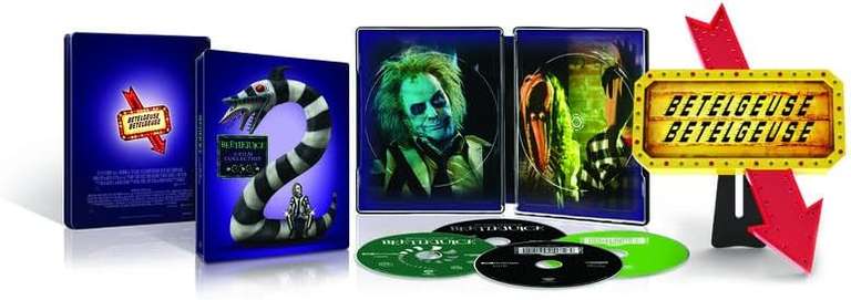 Beetlejuice 2-Film Collection 4k UHD + Blu Ray Steelbook Premium Collector's Edition with Light Up Sign