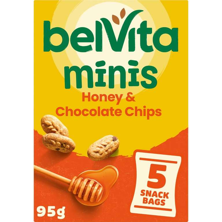 Belvita Minis, Honey & Chocolate Chips, 5 Snack Bags