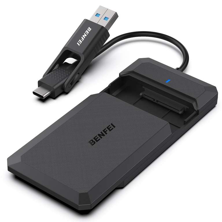 Benfei 2.5 Inch Tool Free External Hard Drive Enclosure, USB Type-C/Type-A to Sata - Sold by Benfei Direct GB / FBA