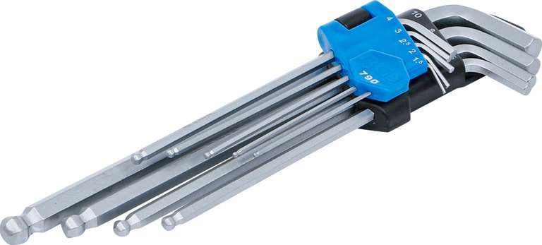 BGS 790 | L-Type Wrench Set | Extra Long | Internal Hexagon / internal Hexagon with Ball Head 1.5 - 10 mm | 9 pcs.