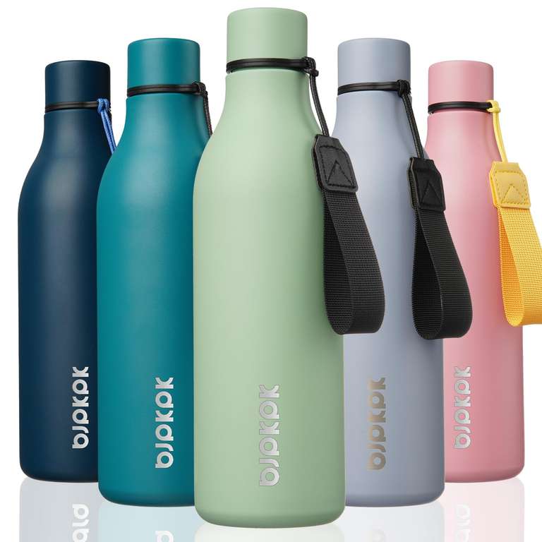 BJPKPK Insulated Water Bottles, 25 oz Stainless Steel Metal Water Bottle with Strap