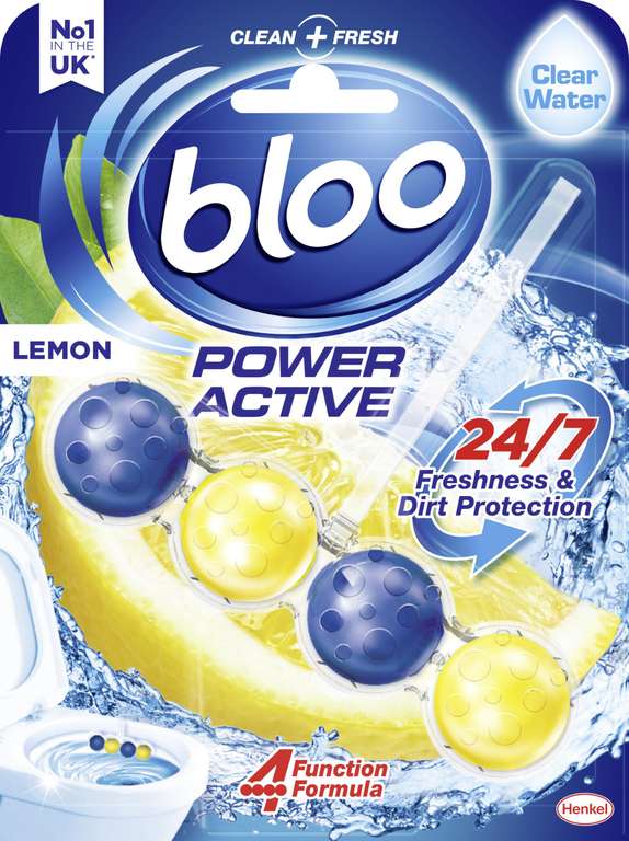 Bloo Power Active Toilet Lemon Rim Block, 50g (75p - 85p w/voucher + S&S) 4 for £3.80 (£3.10 with max S&S)