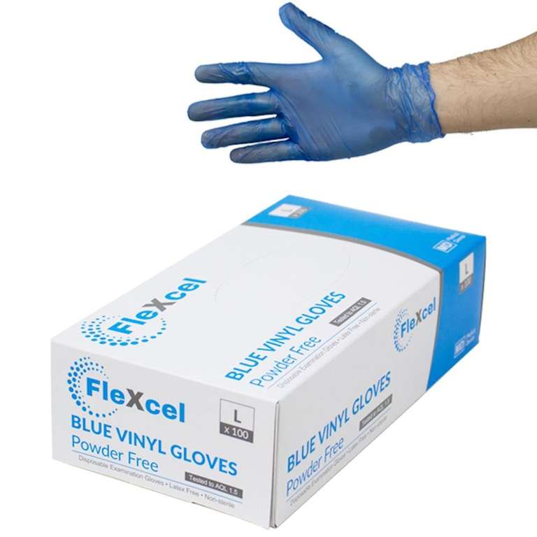 Blue Small Disposable Vinyl Gloves – Box of 100 – Powder Free Latex Free