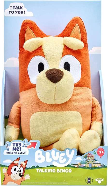 Bluey Bingo Large 30cm Talking Sounds Plush: Official Collectable Character Cuddly Jumbo Soft Toy - Prime Day Deal