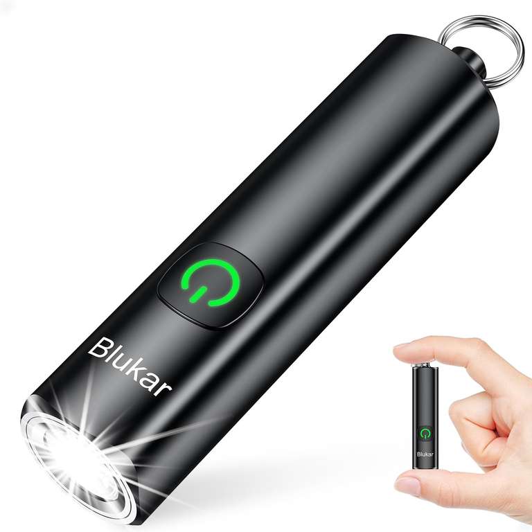 Blukar Mini Torch Rechargeable, EDC Keychain Small Flashlight with 3 Modes. Sold Flying-Store FBA