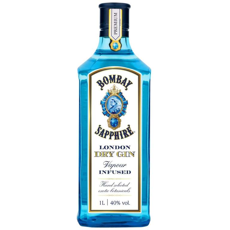 Bombay Sapphire London Dry Gin, 40% ABV, 1L