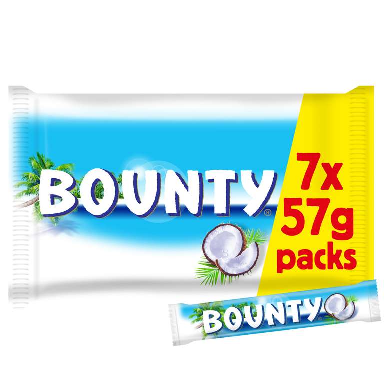 Bounty Coconut & Milk Chocolate Bars Multipack, 7 Pack