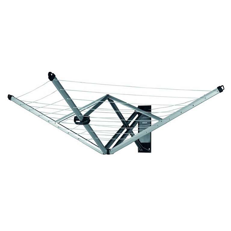 Brabantia WallFix Retractable Washing Line with Protective Fabric Cover (24m) Wall-Mounted Foldaway Clothes Air Dryer (Silver) - Prime deal