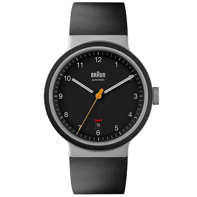 Braun Men's 40mm Automatic (Seiko NH35 Movement) Watch with Black Rubber Strap BN0278