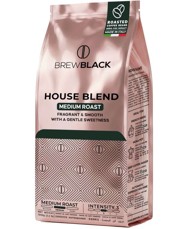 BrewBlack House Blend Coffee Beans, Smooth Medium Roast - Sold by BrewBlack FBA