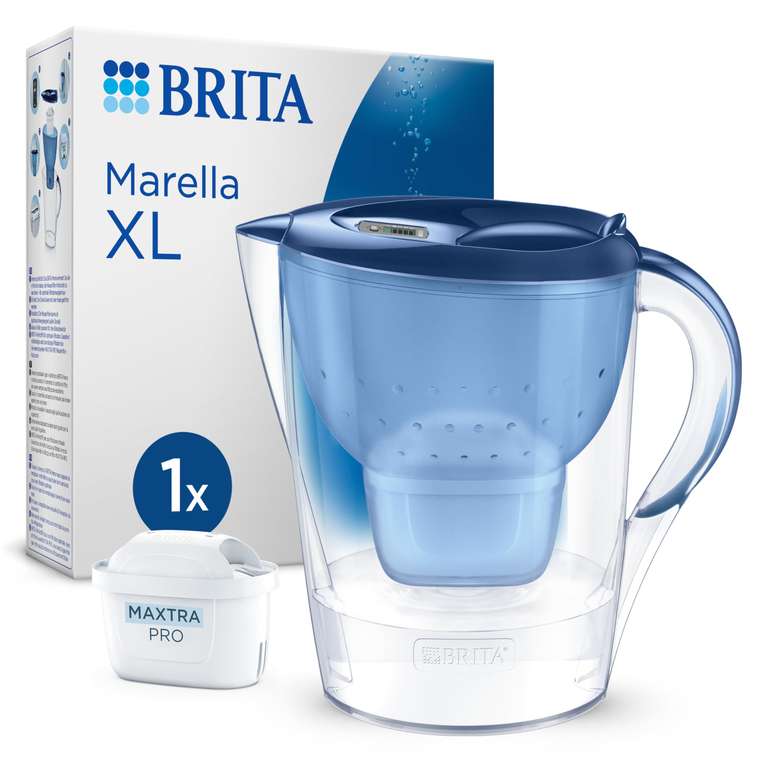 BRITA Marella XL Water Filter Jug Blue (3.5L) incl. 1x Maxtra Pro Pure Performance Cartridge Smart Box Packaging, Like New - Amazon Resale