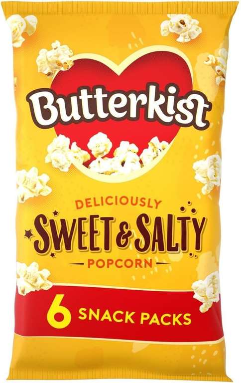105° - Butterkist - SWEET & SALTY popcorn 6 x 12g Bags - 60 Calories Per 12g Bag