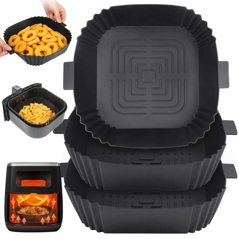 BYKITCHEN 3 Pack Air fryer Liners Silicone, Square Air Fryer Liners