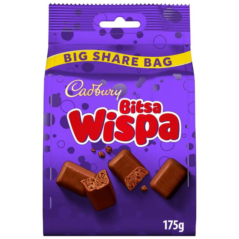 Cadbury Bitsa Wispa Milk Chocolate Bites Big Share Bag 175g (£1.72 S&S)