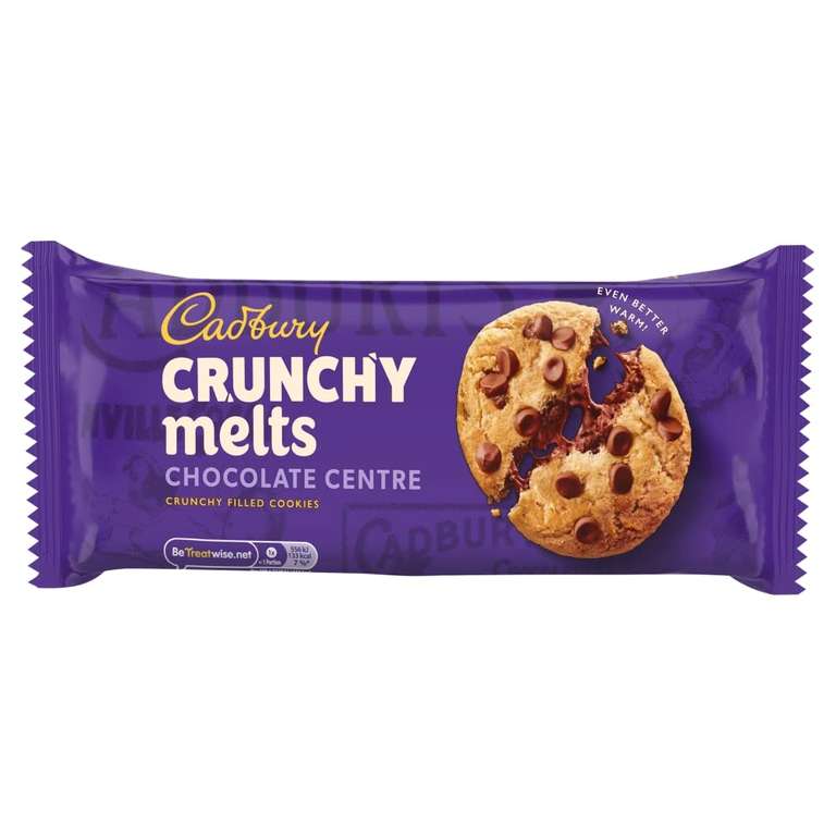Cadbury Crunchy Melts Chocolate Centre Chocolate Chip Cookies, 156 g - S&S £1.28