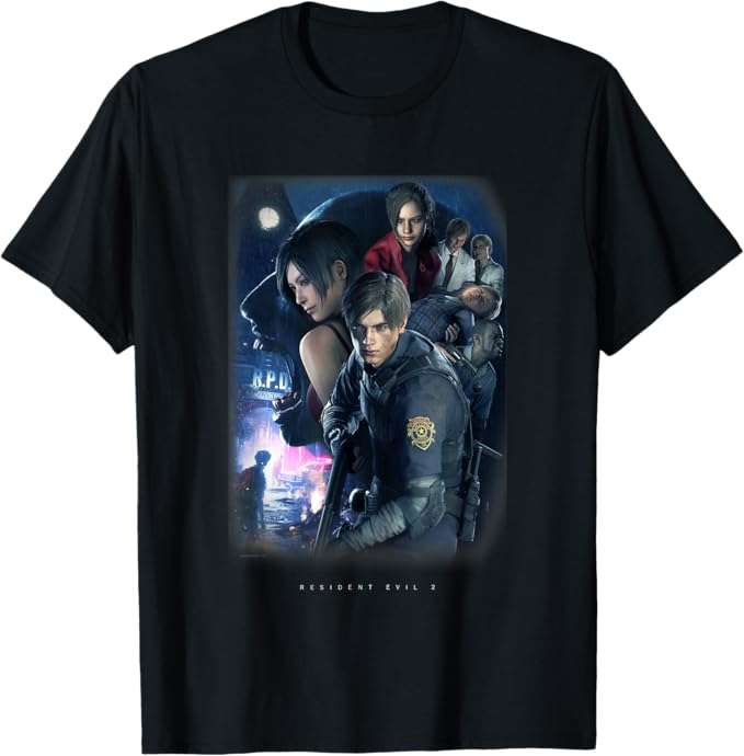 Capcom Resident Evil 2 Black Solid T-Shirt, All Sizes