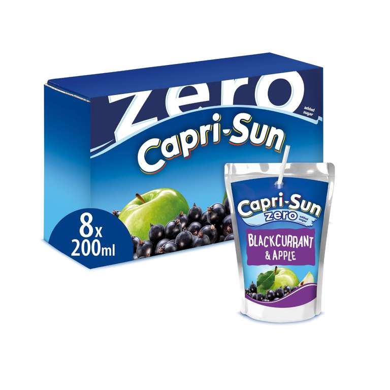 Capri-Sun Zero Blackcurrant & Apple Kids' Juice Drink (8 x 200ml), No Added Sugar