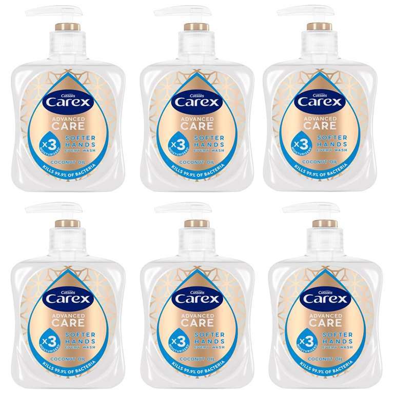 Carex Advanced Care Moisturising Antibacterial Hand Wash, Coconut Oil, Pack of 6 x 250ml - £4.01 / £3.59 S&S