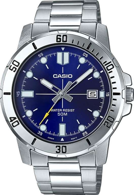 Casio MTP-VD01D-2EV Men's Enticer Stainless Steel Blue Dial Watch via Amazon US
