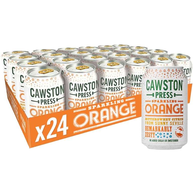 Cawston Press Fizzy Drink Blended with Sparkling Water and Squeezed Seville Oranges (330ml x 24 cans)