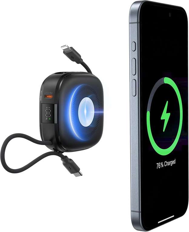 Charmast Power Bank, 10000mAh Magnetic 3in1 Battery Pack, 20W LED Fast Charging with USB C & Lighting Cable - Sold by VIMING LTD FBA