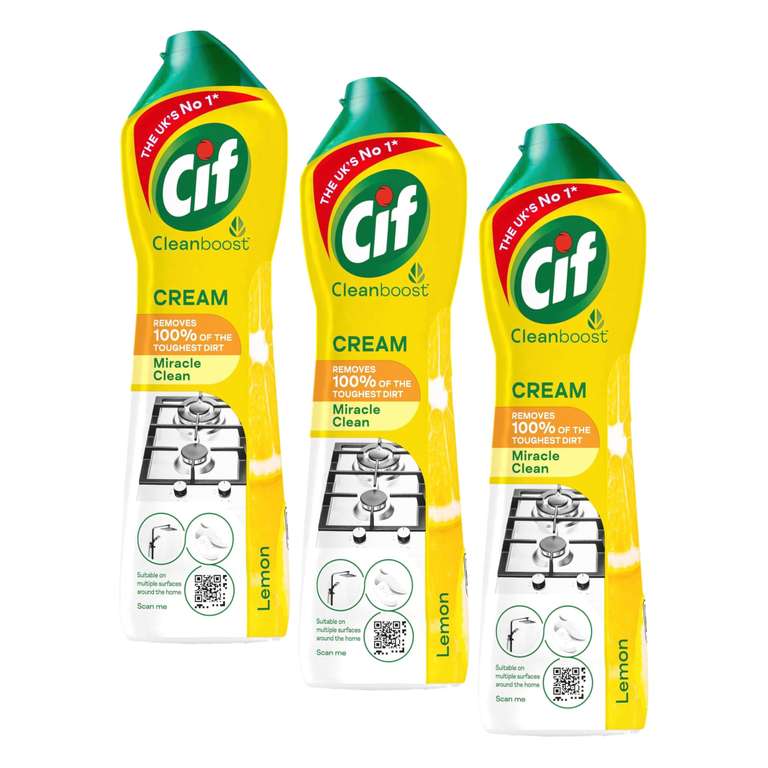 Cif Lemon Cream Cleaner Multipurpose Surface Cleaner 500 ml (Pack of 3)