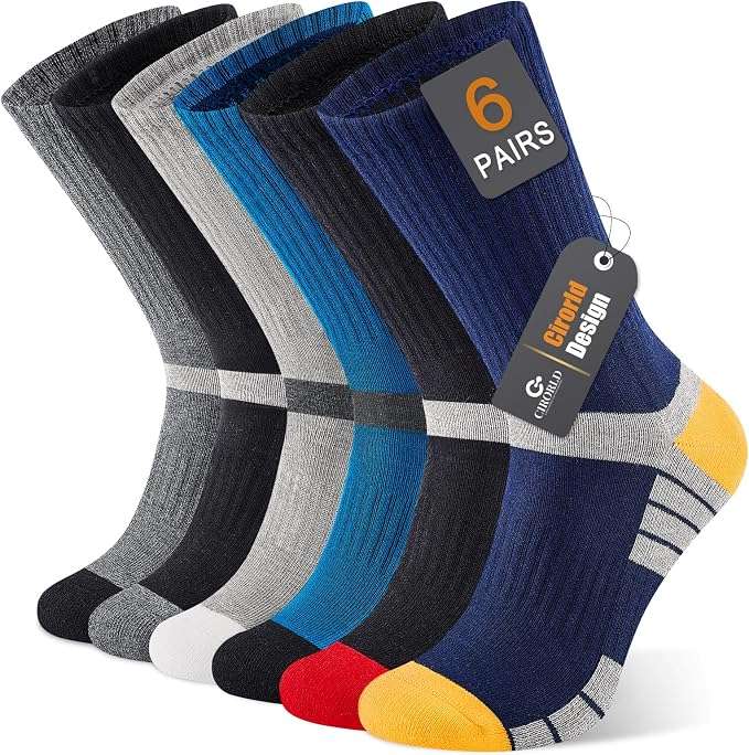 Cirorld Men's Cushioned Moisture Wicking Breathable Crew Socks, 6 Pairs. Sold by Cirorld FBA