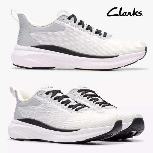 Clarks Sprint Lace White Trainers, 8 & 9 With Code