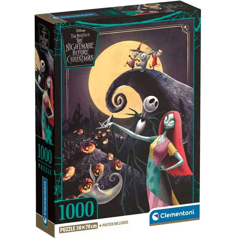 Clementoni Puzzle 1000 Pieces, Disney Nightmare Before Christmas, Compact Box, Puzzle for Adults 14-99 Years