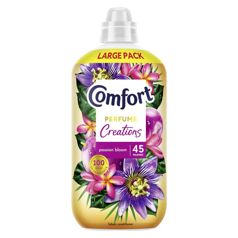 Comfort Perfume Creations Passion Bloom Fabric Conditioner with Motion-Activated Fragrance Technology 100 Days of Freshness 45 washes 1.35 L
