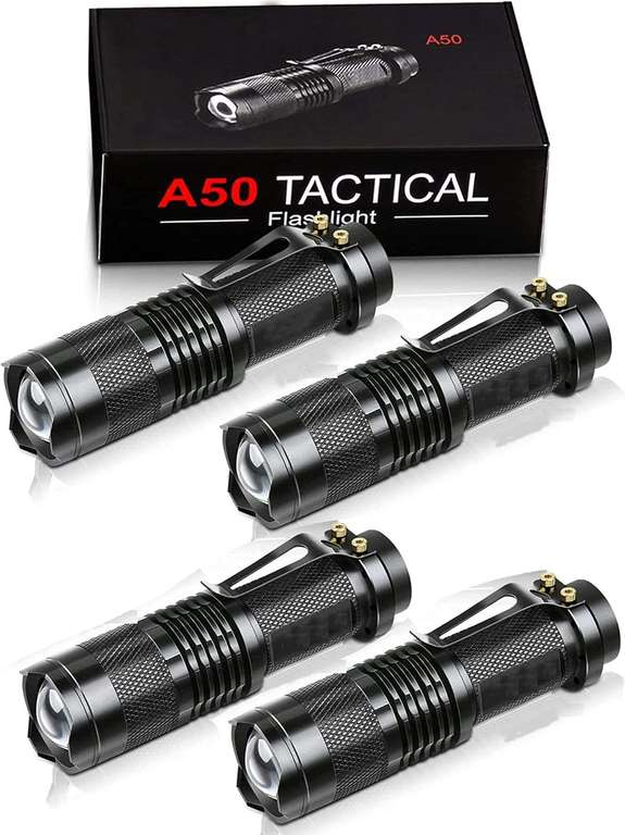 Competition Pro Torch Ultra Bright, 4 Pack with 5 Modes, Water Resistant, Zoomable