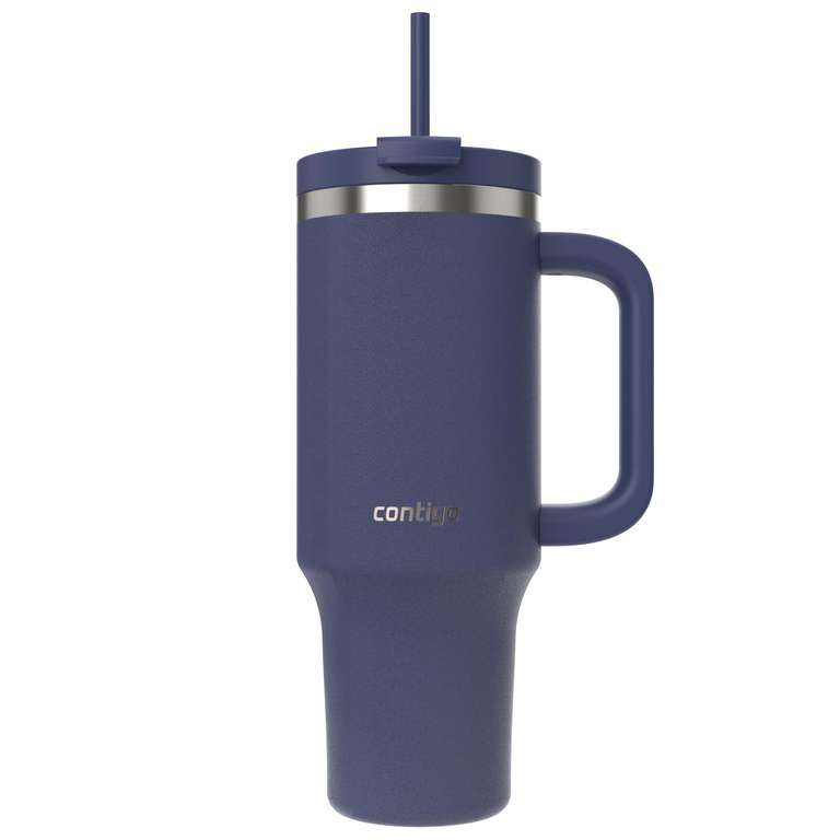 Contigo Streeterville Tumbler 1200 ml with Handle | Stainless Steel Vacuum Insulated Water Bottle with Straw and Lid - Coral