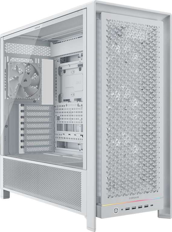 CORSAIR FRAME 5000D RS Modular High Airflow Mid-Tower PC Case – 4x Pre-Installed RS Fans, InfiniRail Fan Mounting System, White