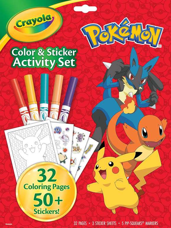 CRAYOLA Pokémon Colour & Activity Kit | Includes 32 Colouring Pages, 5 Markers and 3 Sticker Sheets ft. Ash, Pikachu and Friends